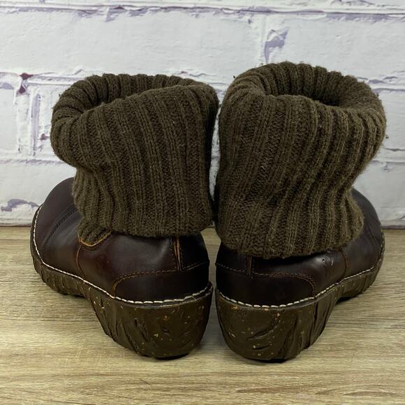 El Naturalista Yggdrasil Brown Leather Sweater Cuff Ankle Boots Women's 39 US 6 - Picture 4 of 8